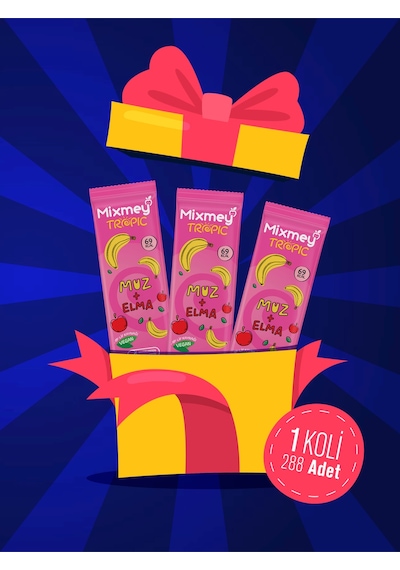 Muz Meyve Barı 288 Adet Atıştırmalıklar Vegan, Glutensiz, Koruyucusuz 20gr X 288 Adet