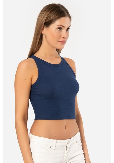 Türen Kadın Fitilli Crop T-shirt 3404/lacivert 001
