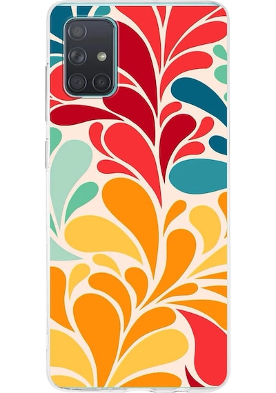 Samsung Galaxy A71 İle Uyumlu 1mm Slim Fit Retro Colors 5 Baskılı Şeffaf Kılıf Şeffaf