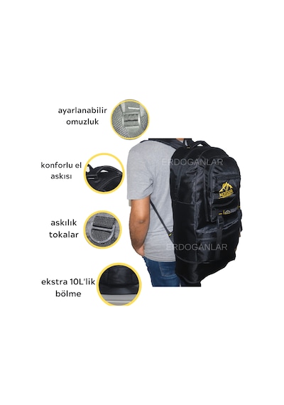 Montana Trekking Sırt Çantası 65 L Siyah
