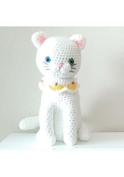 Amigurumi Örgü Oyuncak Kedi Beyaz Van Kedisi Beyaz