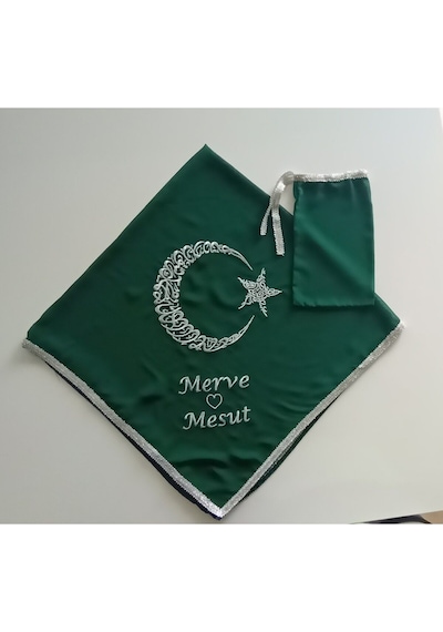 İsimli Asker Damat Kına Şalı Omuz Örtüsü Ayyıldız Nakış Işlemeli Isme Özel