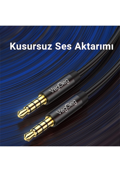 VegGieg 3.5mm Jack TRRS Hi-Fi AUX Mikrofon ve Ses Kablosu 3 Metre