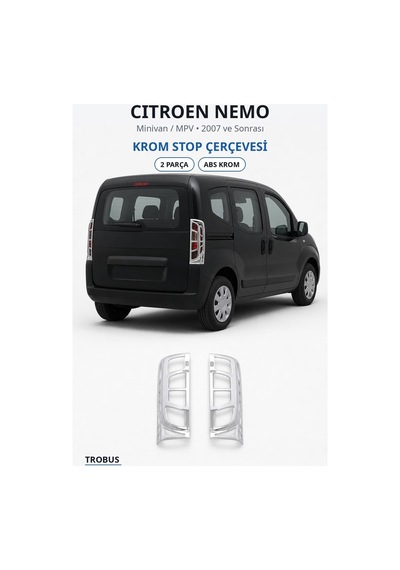 Citroen Nemo 2007 Ve Sonrası Uyumlu Krom Stop Çerçevesi 2 Parça Abs Krom