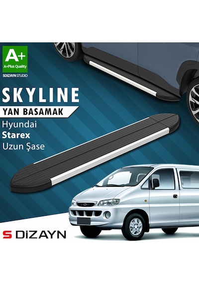 S-dizayn Hyundai H-1 Starex Uzun Şase Skyline Aluminyum Yan Basamak 213 Cm 1998-2007 A+ Kalite