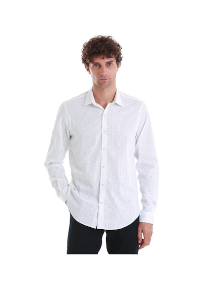 Hatemoğlu Beyaz Comfort Fit Baskılı Slim Yaka Uzun Kollu Spor Gömlek 24d190000007 406 Beyaz