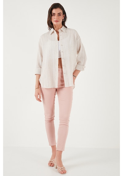 Lela Regular Fit Uzun Kollu Dokulu Bayan Gömlek 6772799 Taş