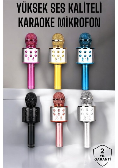 Kablosuz Bluetooth Karaoke Mikrofon Usb Ve Aux Girişli Yüksek Ses Kalitesi Mh-hs6862-2848