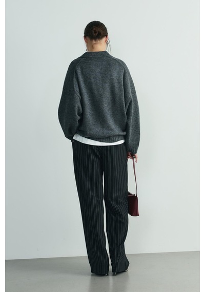 Suud Collection Füme Rani Polo Yaka Oversize Kazak
