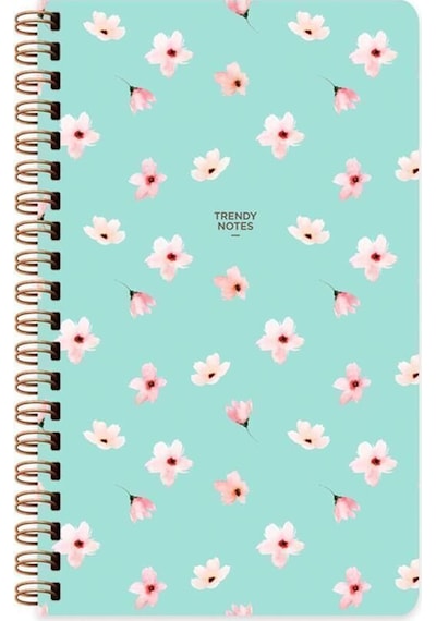 Sert Kapak Düz Spiralli Çiçek Defter Su Yeşili 13x21 Yeşil