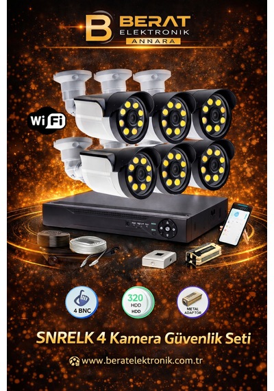 4 Lü Güvenlik Kamera Seti 1080p Ahd Kamera Seti Gece Izlenebilir