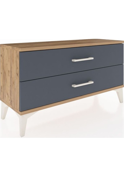 Arges Şifonyer 2 Çekmeceli 88x30x48 Çam-antrasit Atlas Çam
