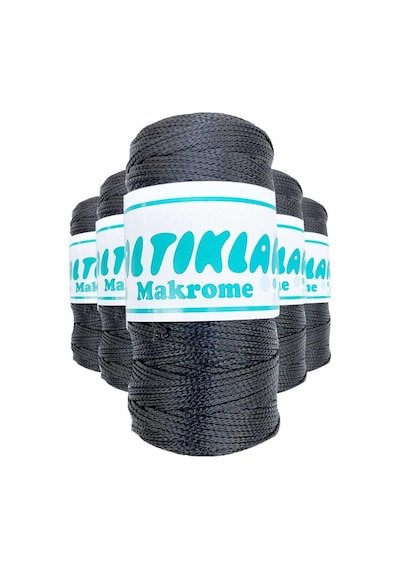 5 Adet Polyester Makrome İpi 68 Füme Gri 100 gr