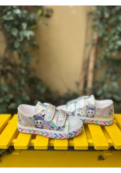 Scarpe Magiche Stitch Baskılı Kız Çocuk Ayakkabısı 31-35 Numara Arası Işıksızdır Gümüş
