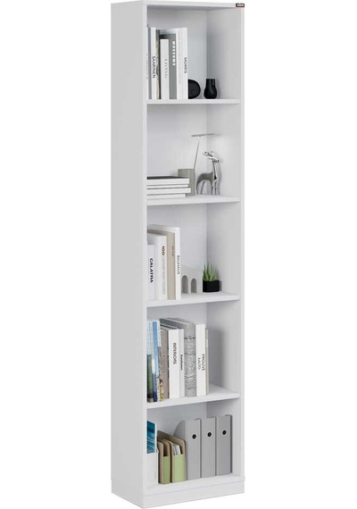 Modern 5 Raflı Kitaplık - Beyaz 43x182x26 Cm Beyaz