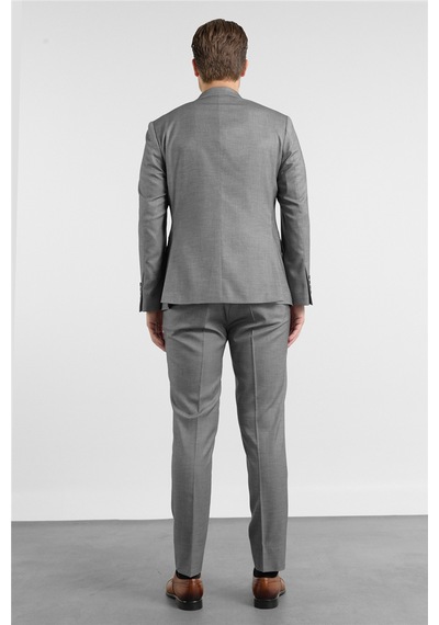 İmza Füme-beyaz Kırlangıç Yaka 6 Drop Slim Fit Tam Astar Esnek Takım Elbise 1001260163 Füme - Beyaz