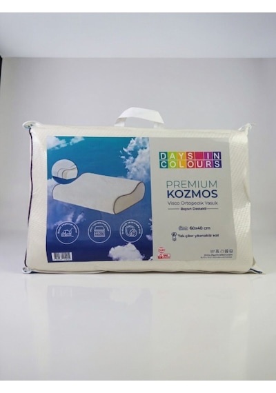 Premıum Kozmos Visco Yastık Ergonomik Boyun Destekli, Konforlu Ve Nefes Alabilir Beyaz