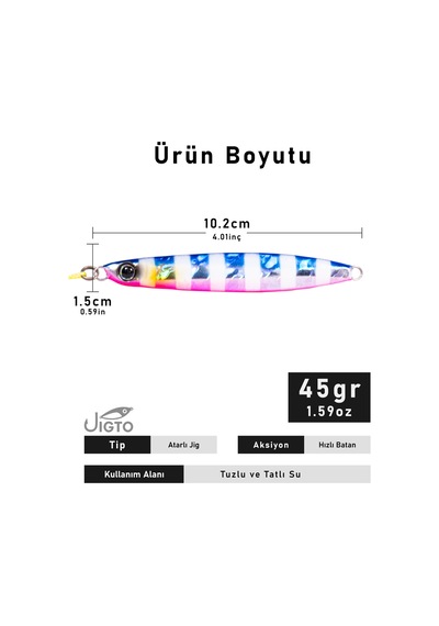 Jig, Zoka, Suni Yem, Glow Uv Metal Jig, 45gr 10cm Jıgto Nova-45