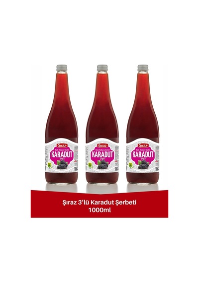 Doğal Karadut Şerbeti 1 Litre Cam Şişe 3'lü
