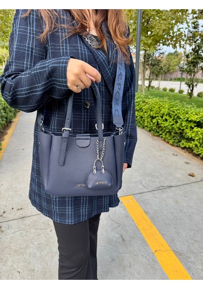 Just Polo Lüks Tasarım 3 Bölmeli Yumuşak Deri Lüks Ve Şık Dokunuş El & Omuz Çantası Shoulder Bag Lacivert