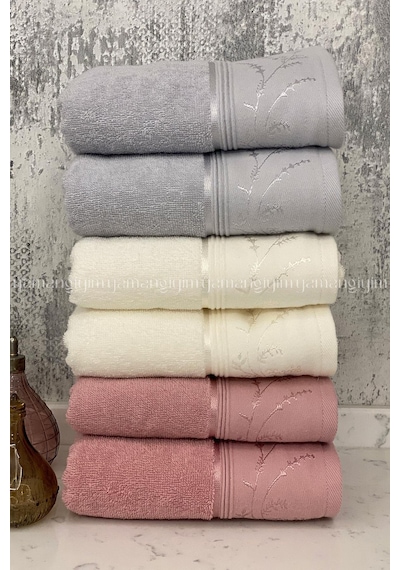 Ditsy El-yüz Havlusu 6 Adet-pembe-krem-gri