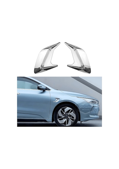 Üniversal Krom Kaput Çamurluk Venti Izgarası Sağ Sol 2 Adet Mini Scoop Vent Spor Görünümlü 1.sınıf İthal 2 Adet Silver Gümüş 00 Şüscaroto Aksesuar