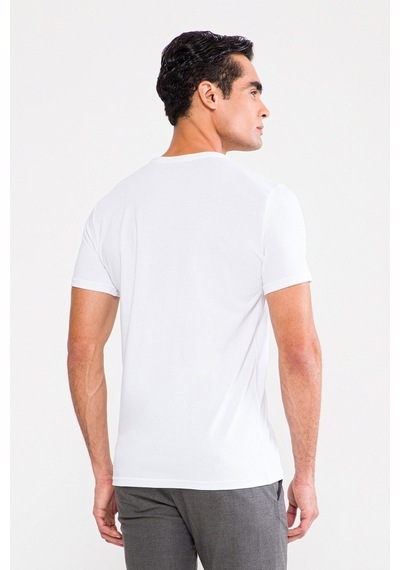 D'S Damat Trendy Bisiklet Yaka T-Shirt Beyaz