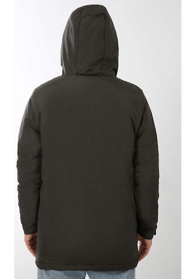Spor Erkek Polarlı Kürklü Su Ve Rüzgar Geçirmez Kapüşonlu Kışlık Mont & Kaban & Parka-211 Haki