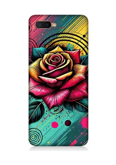 Oppo Rx 17 Neo Uyumlu Neon Gül Renk Patlaması Desenli Silikon Kılıf Çok Renkli