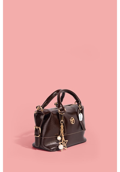 Westbag Kadın Parlak Rugan Deri Star Charm Detaylı El Ve Omuz Askılı Çanta Kahverengi