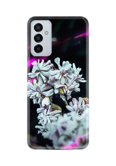 Samsung Samsung Galaxy Uyumlu A04s Kılıf Resimli Desenli Silikon Platinium Series Beyaz Çiçekler 1888