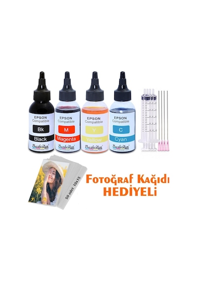 For Epson Claria ve L Serisi Yazıcılara Uyumlu 4X100 ML Mürekkep
