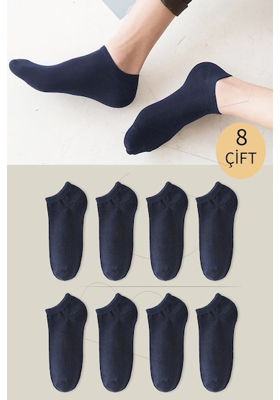 Bgk Unisex Basic Patik Çorap 8 Çift Lacivert
