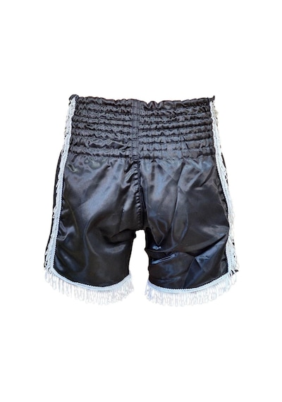 Dragondo Mt3020 Apache Muaythai Şortu Siyah Püsküllü Şort Nakışlı Muay Thai Şortu Siyah