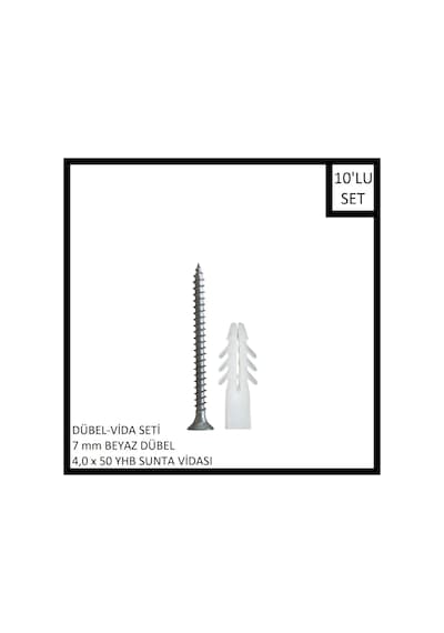 Dübel-vida Seti, Beyaz Dübel 7 Mm, 4,0x50 Yhb Sunta Vidası, 10 Adet