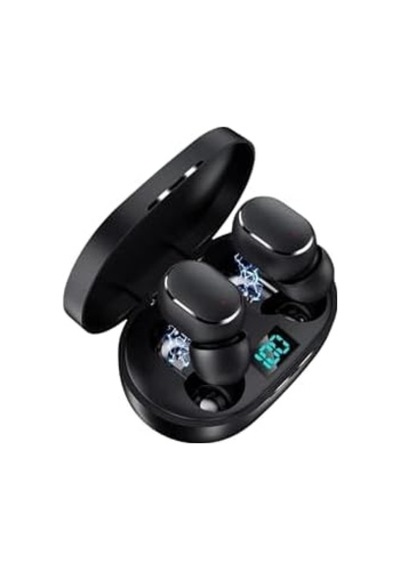 E6s Dots Bluetooth Kablosuz Kulaklık, Çift Mikrofon, Hd Ses, Extra Bass, Powerbank Kutu, Siyah