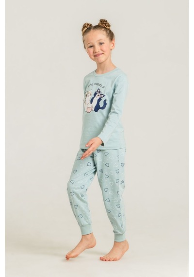 Rolypoly Anne Kız Who Needs A Hug Yeşil Uzun Kol Pijama Takım Rp3902-a-v2 Rp3902-a-v2
