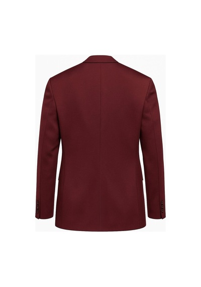 Plus Scorpion Bordo Erkek Tek Düğmeli Blazer Ceket Dokulu Kumaş, Çift Yırtmaçlı Şık Tasarım Bordo