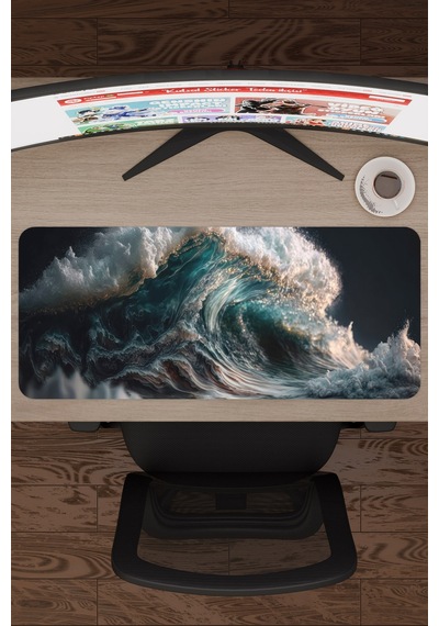 Dalgalar Kaymaz Dikişli Kauçuk Oyuncu Mousepad V2 - 70x30 Xl Gaming Mouse Pad Fare Altlığı