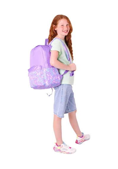 Kaukko Soft Floral Kız Çocuk Üç Bölmeli Mor Çiçekli Okul Sırt Çantası - K1793 Mor