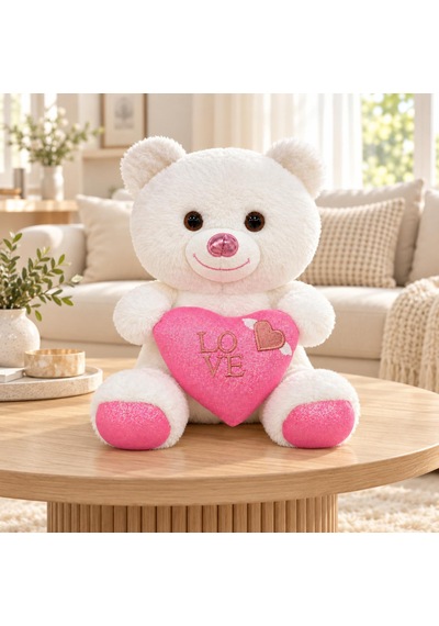Ayıcık Sevimli Parlak Seri 35cm - Sevimli 001 - Beyaz