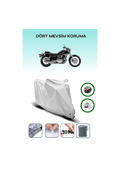 Gri Arka Çanta Ve Kilit Uyumlu Yamaha Virago Xv 250 Uyumlu Motor Brandası