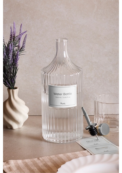 Perotti Viking 1000 Ml Cam Şişe Ve Yağlık Kapaklı Çift Kapaklı Şeffaf