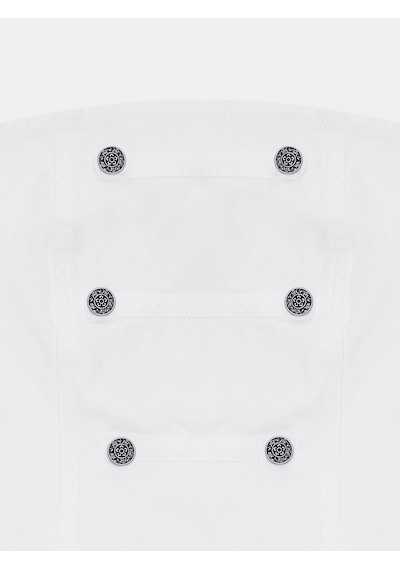 Dilvin 90593 Düğmeli Straplez Kot Elbise-beyaz