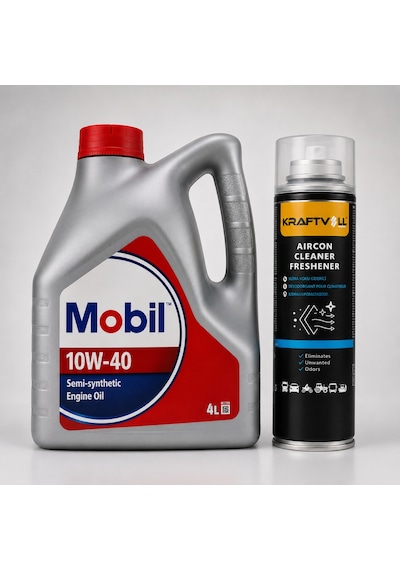 Mobil 10W-40 Motor Yağı 4 L + Klima Bombası 200 ML