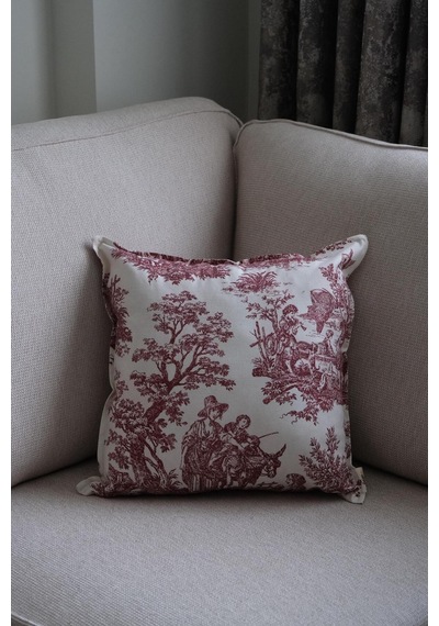 Bordo Kırlent Vintage Desenli 45x45 Dekoratif Yastık Kılıfı Bordo - 693923299 Bordo