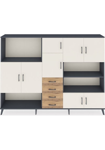 Arges Dolap 9 Raflı 4 Çekmeceli 8 Kapaklı 220x30x163 Antrasit-ayt Antrasit-aytaşı/çam Arges Dolap 9 Raflı 4 Çekmeceli 8 Kapaklı 220x30x163 Antrasit-ayt Antrasit-aytaşı/çam