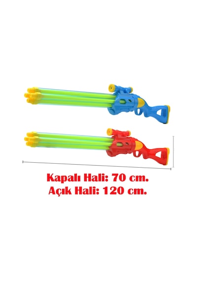 Yaz Eğlencesi 4 Başlı Su Pompası Su Tabancası Havuz Sahil Deniz Plaj Oyuncağı Su Savaşı Oyunu 120 Cm