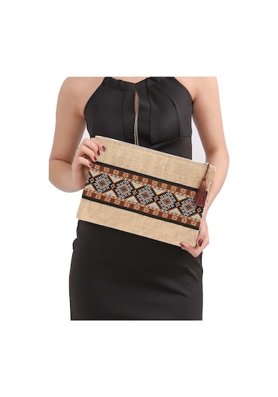 Yaratıcı Tasarım Hasır Kadın Portföy & Clutch Çanta Kahve