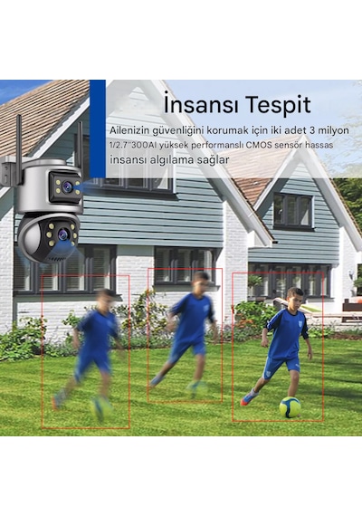 Ip Wıfı Kablosuz Kamera Dış Mekan Cctv Ptz Akıllı Ev Çift Lens
